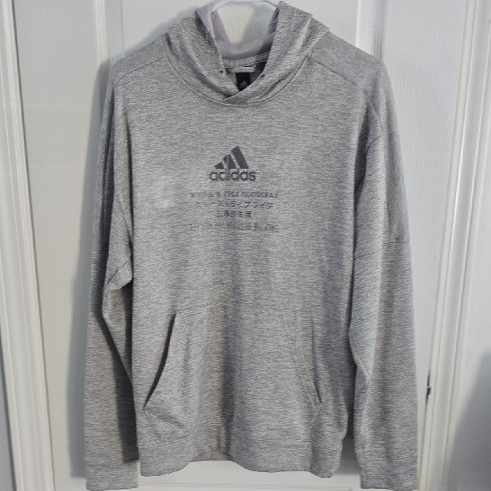 Adidas Gray Sweatshirt with Hood and Logo